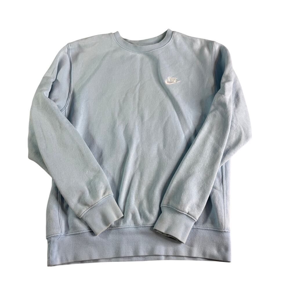 Nike Club Fleece Crewneck Sweatshirt Mens Small Light Blue Embroidered Logo